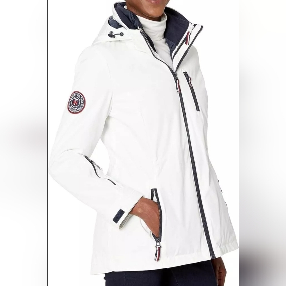 Tommy Hilfiger 3-in-1 All Weather System Jacket Women's Size Small White / Blue